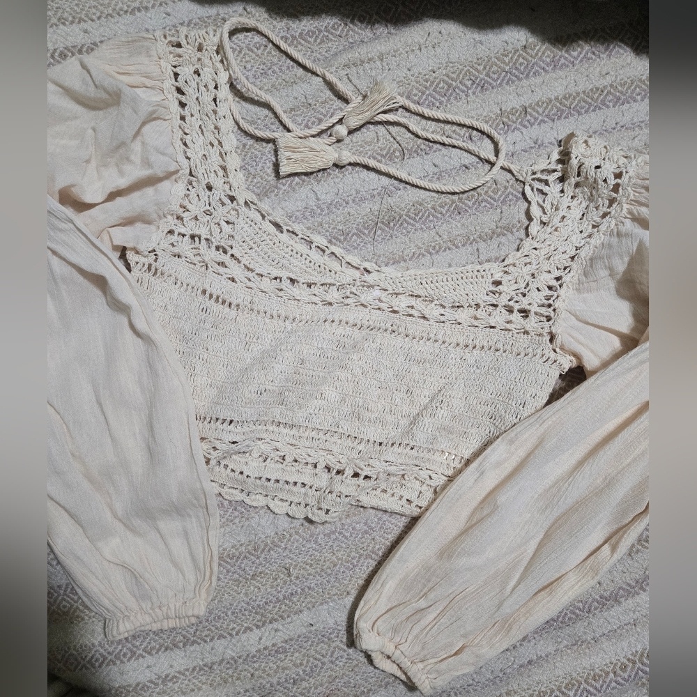 Crop Crochet Beige Free People large